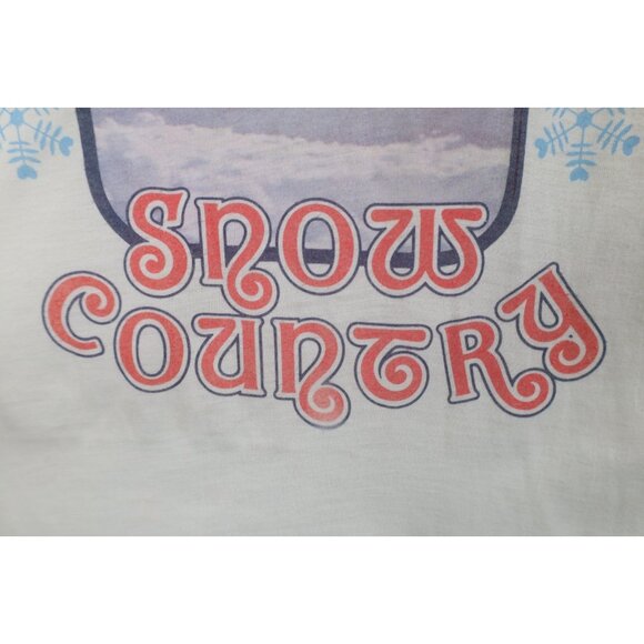 Vintage 70s Womens Large Sheer Snow Country Snowflake Skiing T-Shirt White USA - Picture 6 of 14
